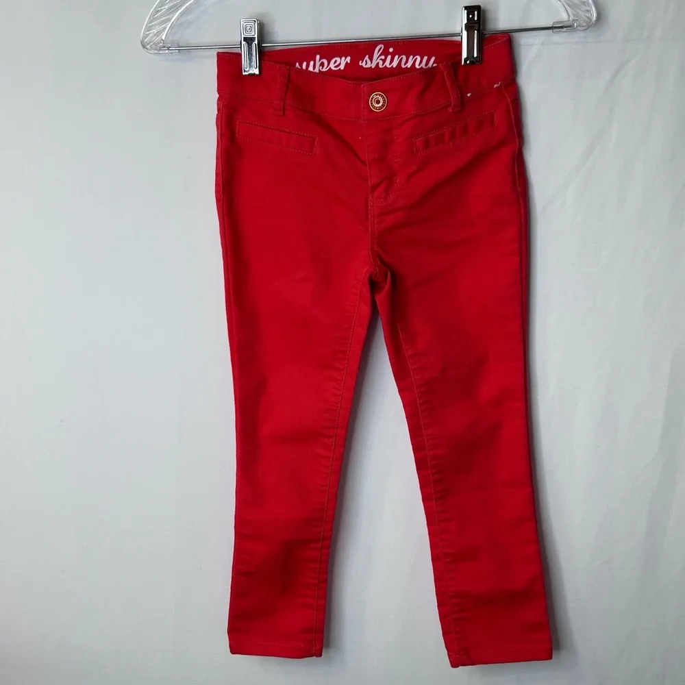 Gymboree Red Kids Girl’s Jeans Adjustable Waistband Size 6 Bright Red